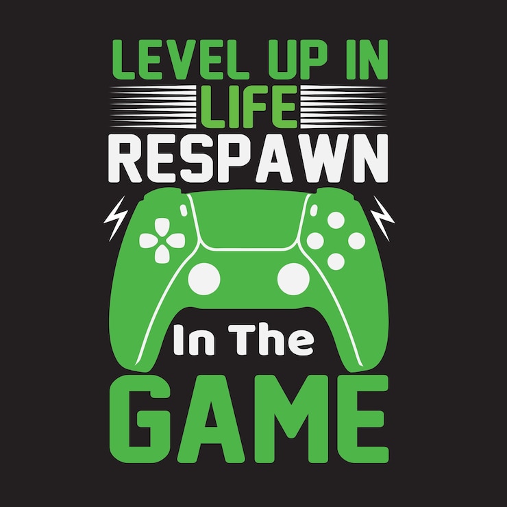 Vector level up in life respawn in the gamegaming vector typography design