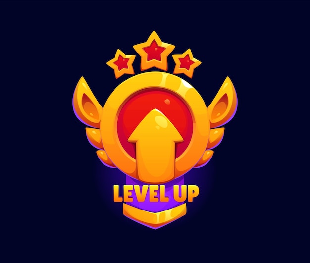 Level up spel beloning tarief icoon met gouden sterren