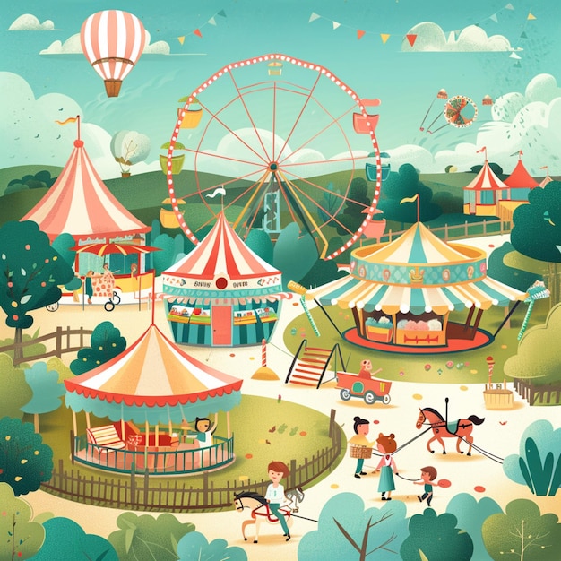 Levendige circusspectacle Illustratie van een kleurrijke Big Top