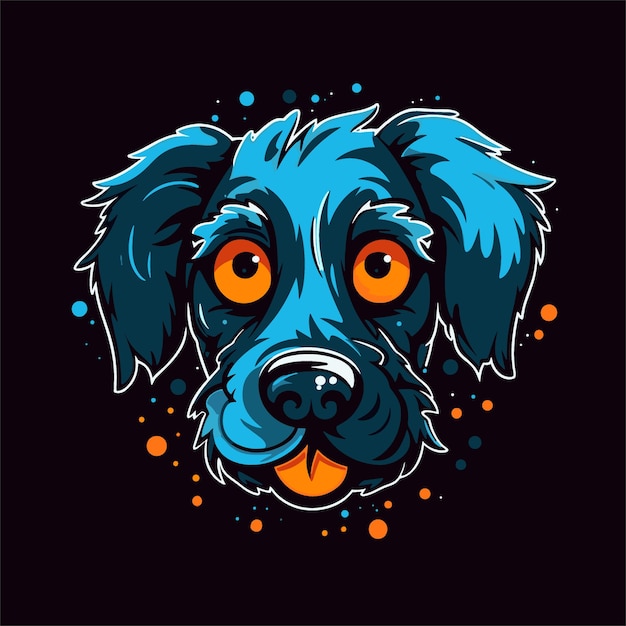 Levendige hond mascotte stijl vector kunst op zwarte achtergrond