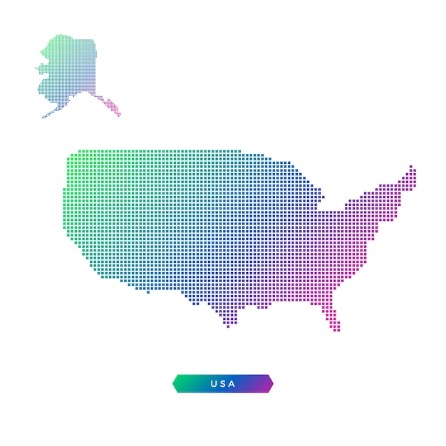Levendige kleurenkaart van Amerika