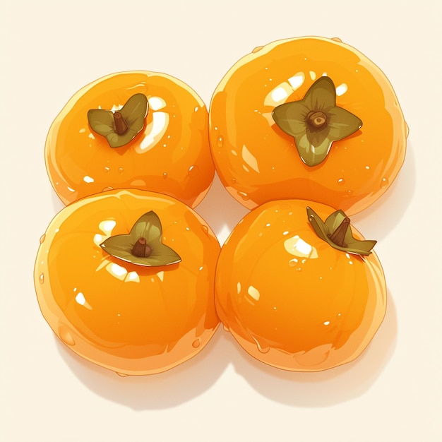 Vector levendige oranje persimmons met glanzende huid