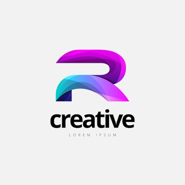 Vector levendige trendy kleurrijke creatieve letter r-logo