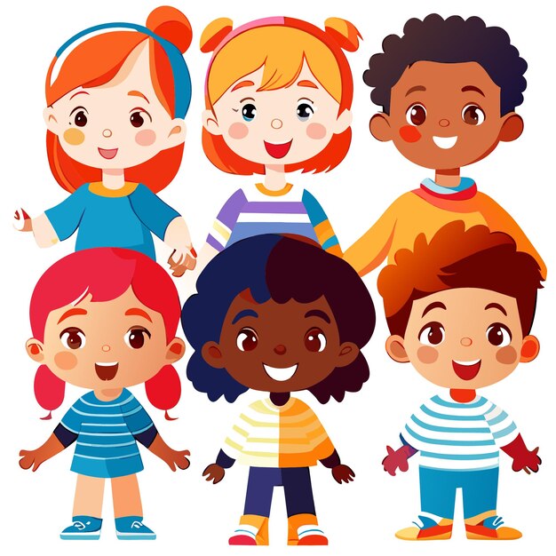 Vector levendige vectorillustraties multiculturele kinderen