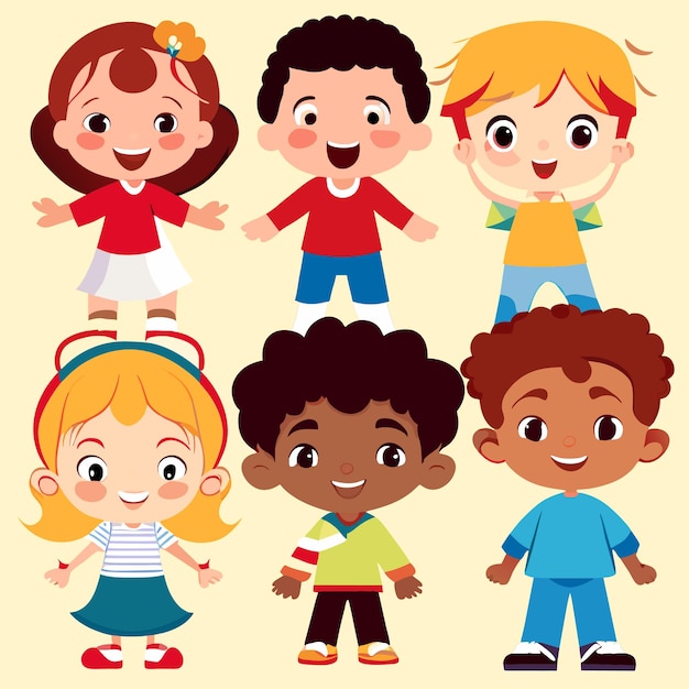 Levendige vectorillustraties multiculturele kinderen