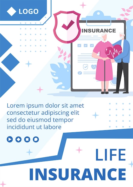 Vector levensverzekering flyer sjabloon plat ontwerp illustratie bewerkbaar van vierkante achtergrond geschikt voor sociale media, wenskaarten of internet internetadvertenties