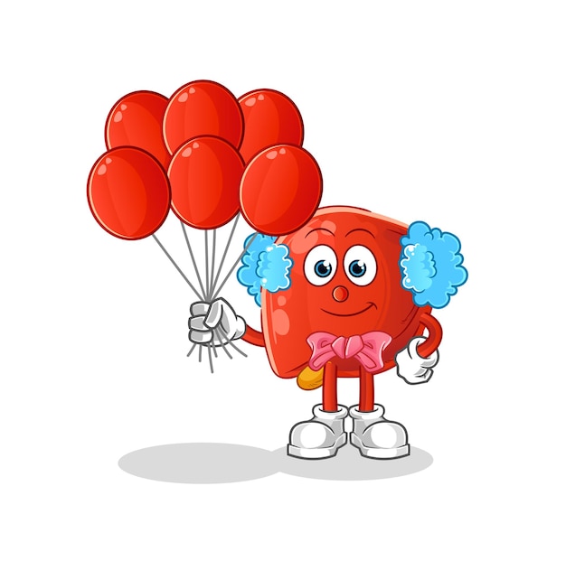 Lever clown met ballonnen vector stripfiguur