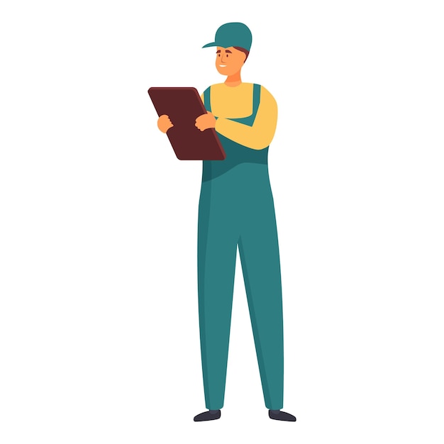 Leverancier in uniform met klembord die verzendinformatie verifieert.