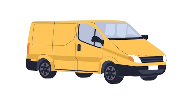 Vector leveringsdienst bestelwagen vrachtvervoer vrachtminibus levering van goederenvervoer minibus vrachtvervoersvoertuig vrachtwagen vlakke vectorillustratie geïsoleerd op witte achtergrond