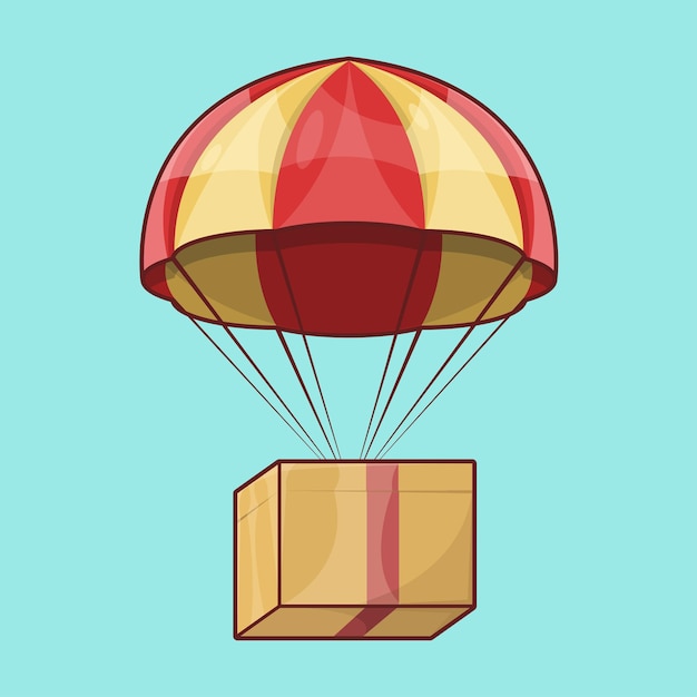 Vector leveringspakket op parachute falling box illustratie