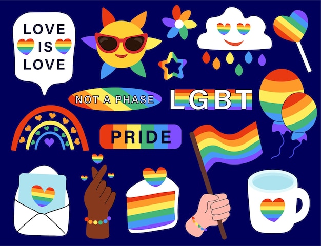LGBT community sticker icon badge pin emblem logo pack LGBTQ set Pride month