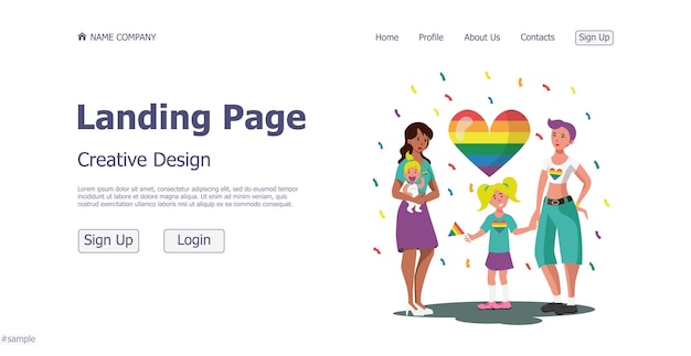 Lgbt community website landing page design concept Vector