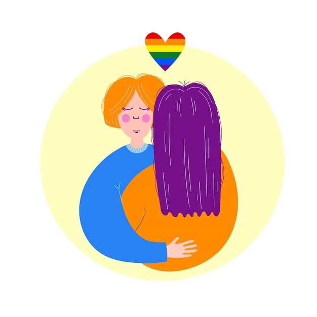 Концепция ЛГБТ Радужный флаг ЛГБТ Векторная иллюстрация в плоском мультяшном стиле Концепция любви