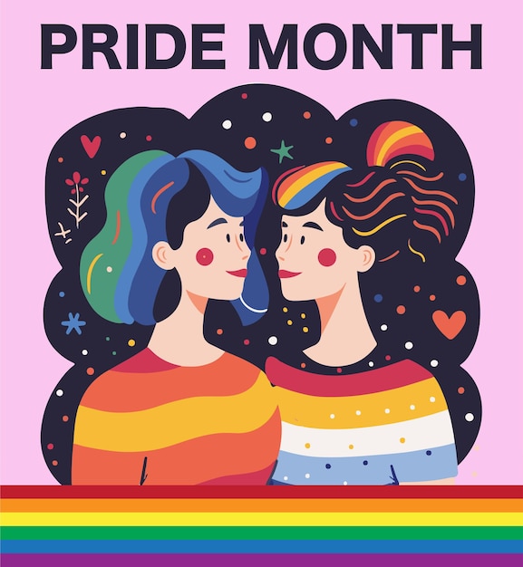 LGBT couple celebrating PRIDE month