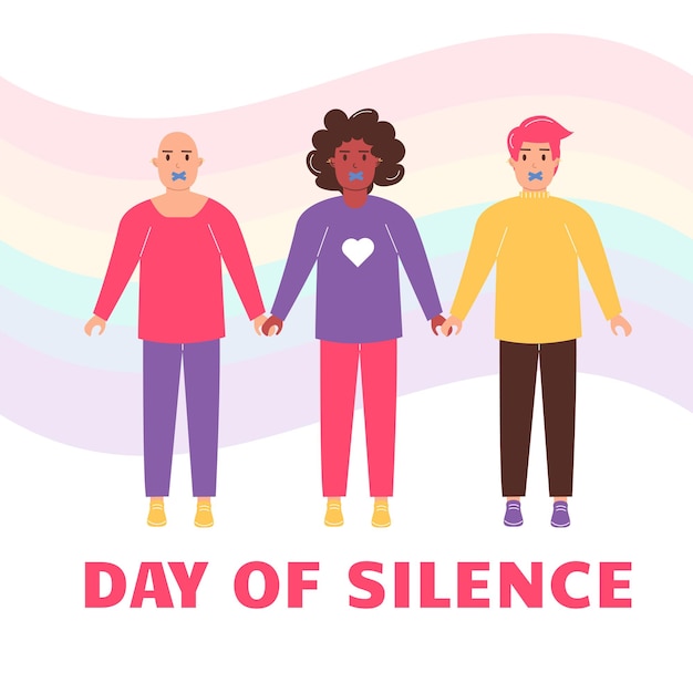 Lgbt Day Of Silence 손을 잡고 있는 아프리카계 미국인과 다른 인종의 남성 그룹