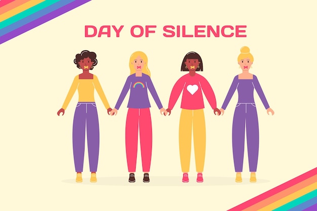 LGBT Day of Silence A group of people of different races AfricanAmerican women holding hands