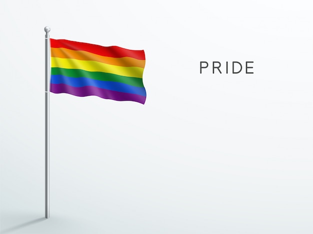 Радужный флаг лгбт-гей-прайда развевается на флагштоке