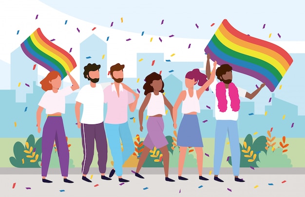 Vector lgbt-gemeenschap met regenboogvlag en trots