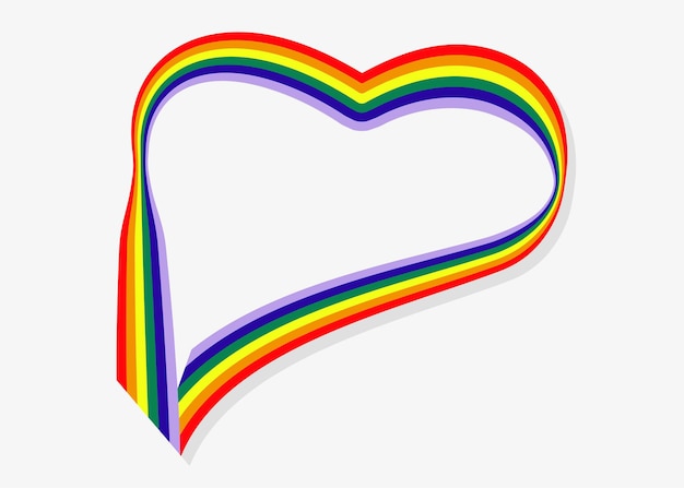 LGBT heart rainbow waving ribbon pride vector illustration