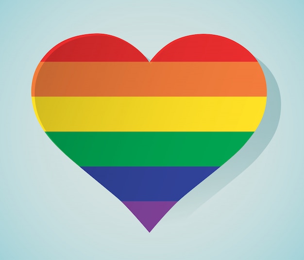 Vector lgbt heart shaped rainbow icon isolated