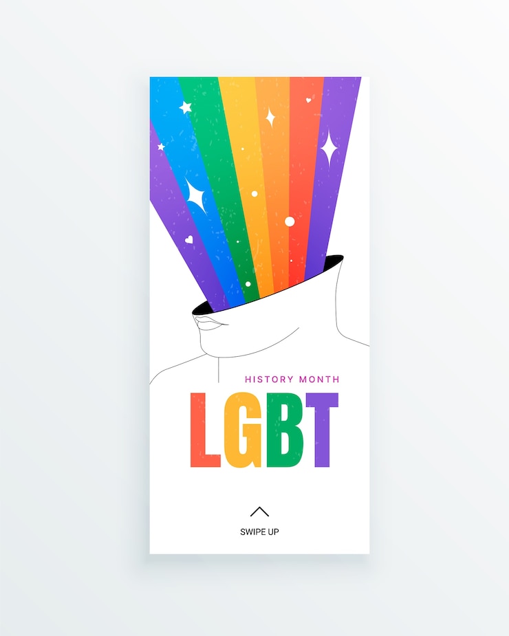 LGBT 사람과 빛나는 LGBT 무지개와 함께하는 LGBT 역사의 달 소셜 미디어 이야기. 커뮤니티를 구축하고 LGBTQ 사람들의 기여에 대한 시민권 성명을 대표합니다.