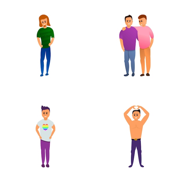 Vector lgbt icons set cartoon vector lgbt community representative sexual orientation and gender identity