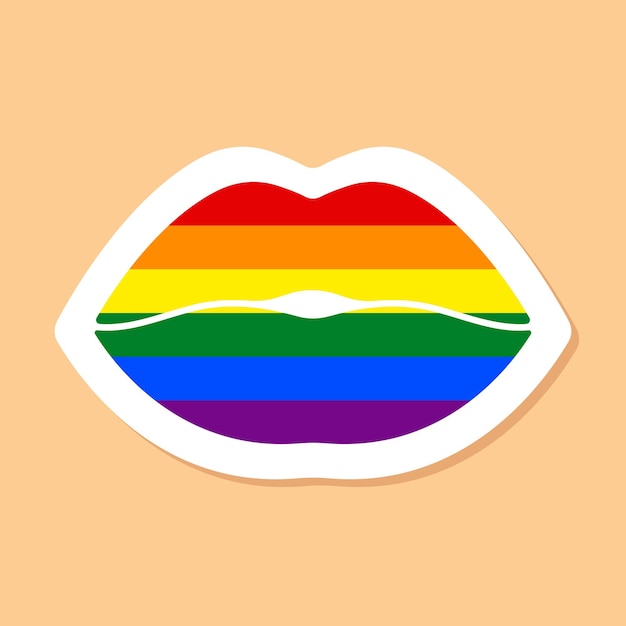 LGBT kiss symbol pride flag rainbow flag colors vector design element Pride Month lips sticker