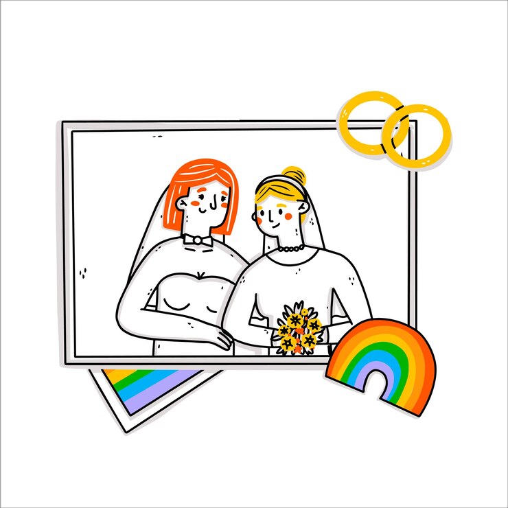 Vector lgbt の結婚、愛するカップルの誓い。ゲイの家族生活。恋愛・結婚。 lgbt のカップル
