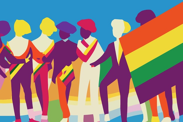 Lgbt-mensen tegen mensenrechtendiscriminatie illustratie vlaggen