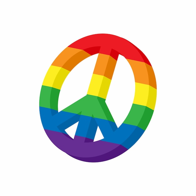 LGBT peace sign icon in cartoon style isolated on white background Tolerance symbol