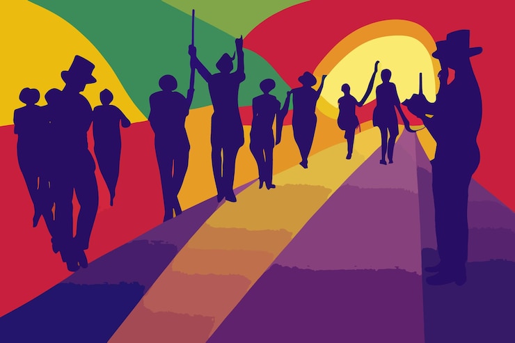 Vector lgbt people against human rights discrimination illustration