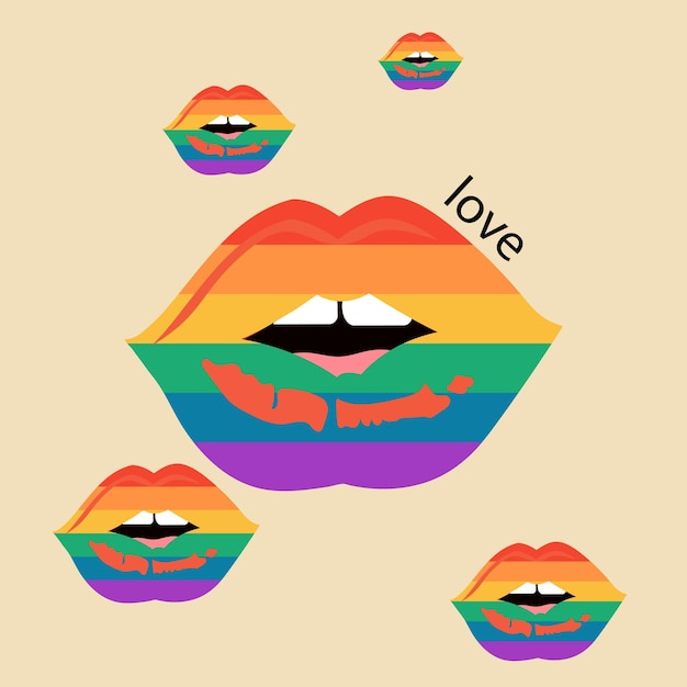 LGBT-poster op beige backgroundVector-wenskaart voor LGBTQIA pride-maand LGBTQ-illustratie