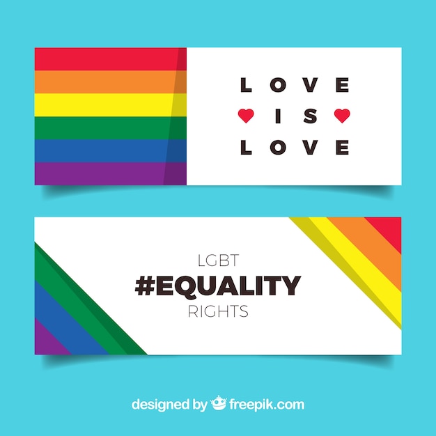 Lgbt pride banners in flat style