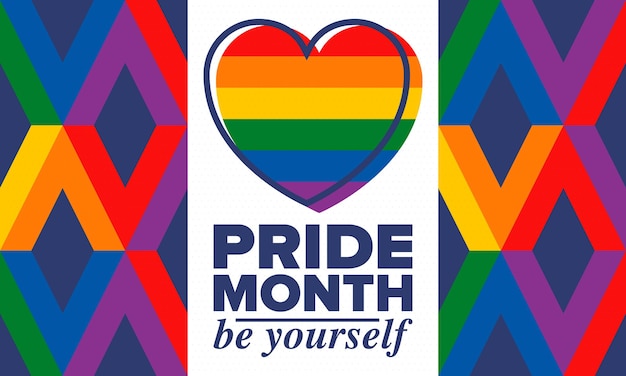 Vector lgbt pride-maand in juni lesbische homo biseksuele transgender lgbt-vlag regenboogliefde vector poster