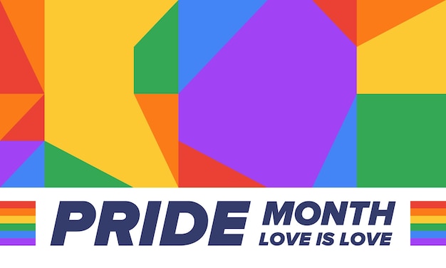 LGBT Pride-maand in juni LGBT-vlag Regenboogvlag liefde concept Vector illustratie Poster