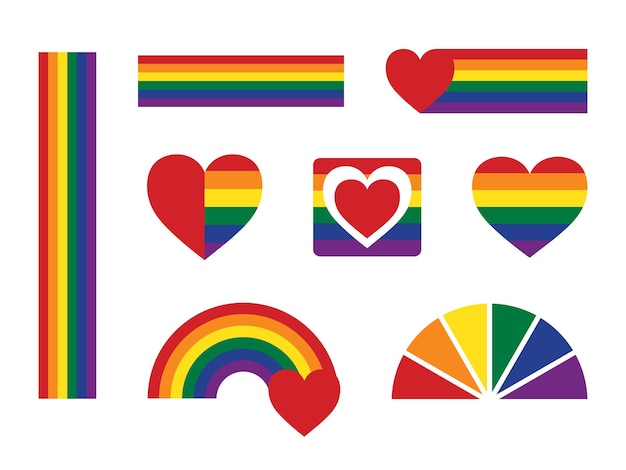 LGBT Pride Month-illustraties Nationale Coming Out Day-tekens en symbolen LGBTQ-gemeenschap regenboogset