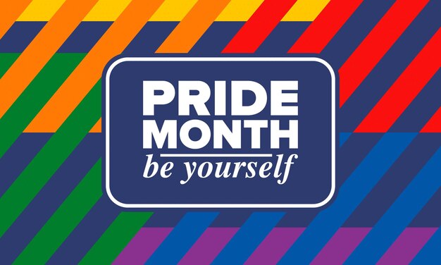 6 月の LGBT プライド月間レズビアン ゲイ バイセクシュアル トランスジェンダー LGBT フラグ虹愛ベクトル ポスター