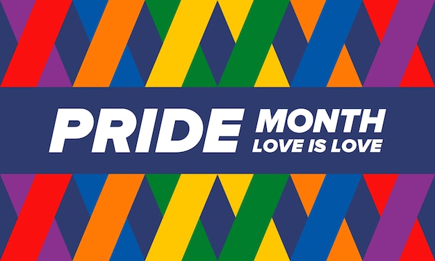 LGBT Pride Month in June Lesbian Gay Bisexual Transgender LGBT Rainbow flag Vector illustration