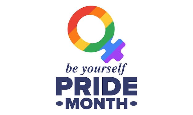 6 月の LGBT プライド月間 LGBT フラグ虹色の旗愛の概念ベクトル イラスト ポスター