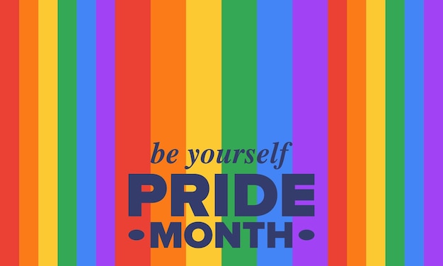 Lgbt pride month in june lgbt flag rainbow flag love concept vector illustration poster