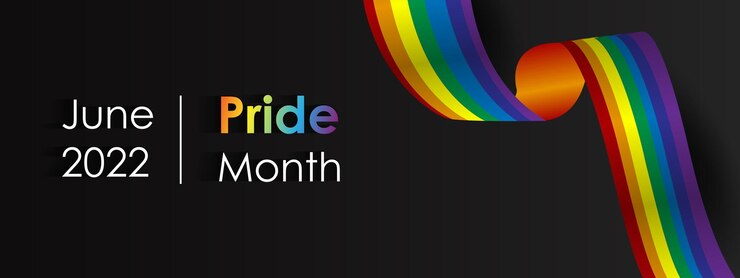 LGBTプライド月間プライドラベルリボン虹色バナー愛は愛LGBT