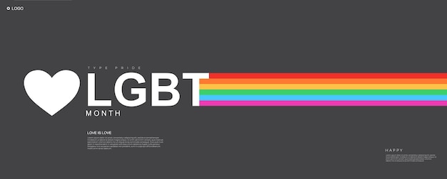 Vettore mese dell'orgoglio lgbt con pagina di destinazione arcobaleno sfondo minimalista con cuore illustrazione vettoriale