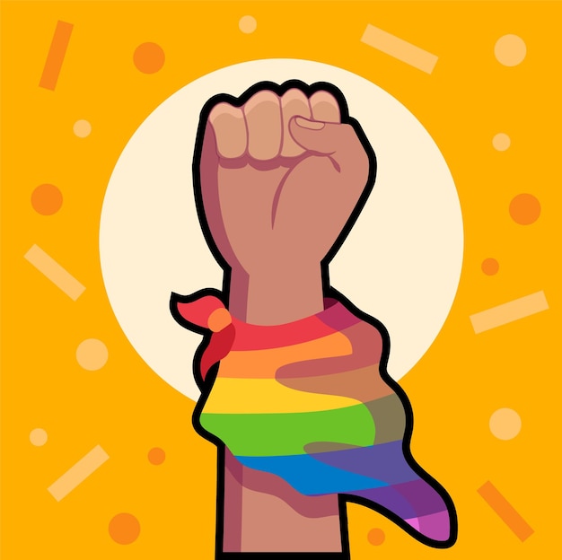 lgbt pride raised fist cartoon icon illustration