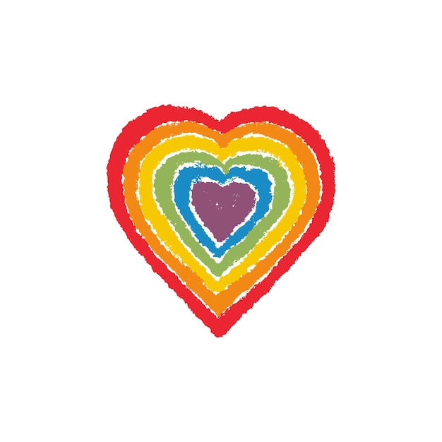 LGBT pride symbol Pride LGBT brush heart icon isolated on white background