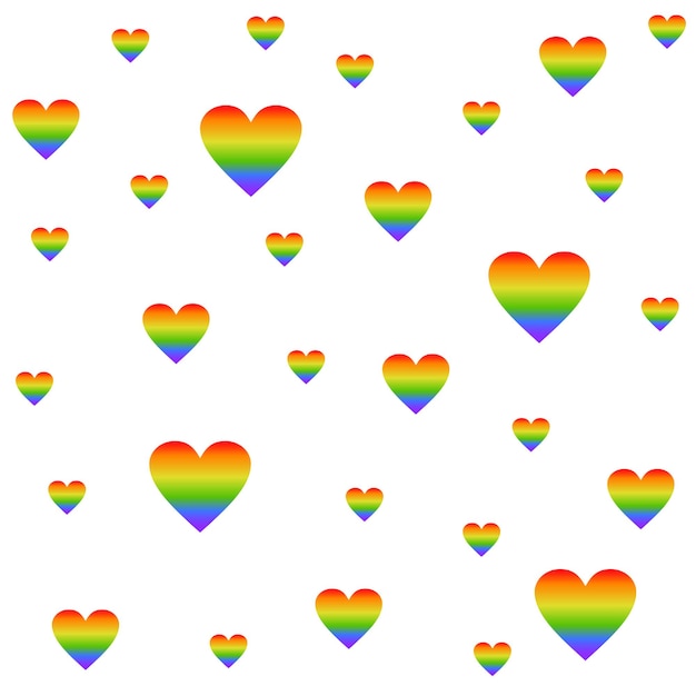 Vector lgbt rainbow flag heart shape seamless pattern vector background for lgbt community