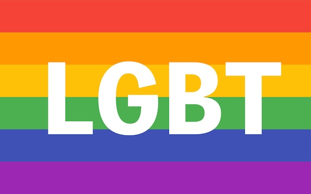 LGBT の虹色の旗と LGBT の文字