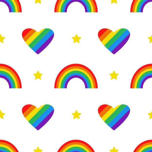 Lgbt seamless pattern vector lgbt pattern with pride elements heart and rainbow colorful