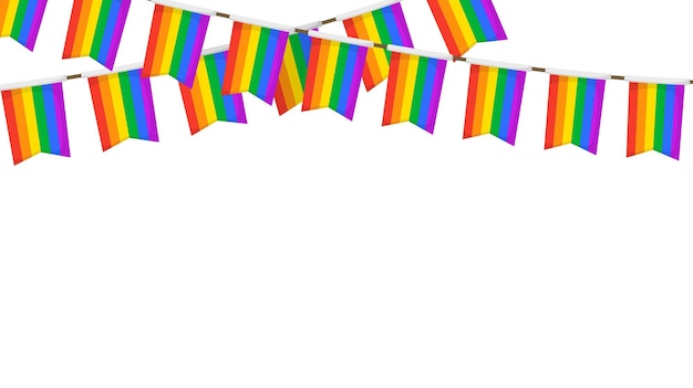 LGBT-slinger. Regenboog kleur wimpels ketting. Feest slinger decoratie. Vieringsvlaggen voor trots