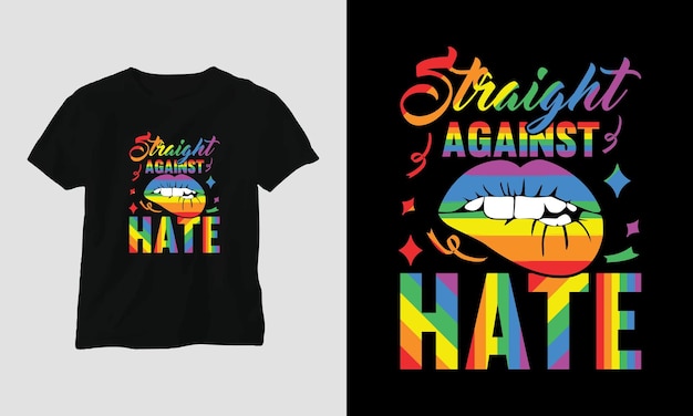 LGBT t-shirt or poster design with LGBT flag, rainbow, lips, etc.