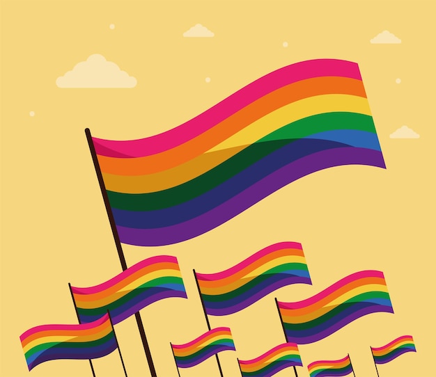 Lgbti pride flags waving